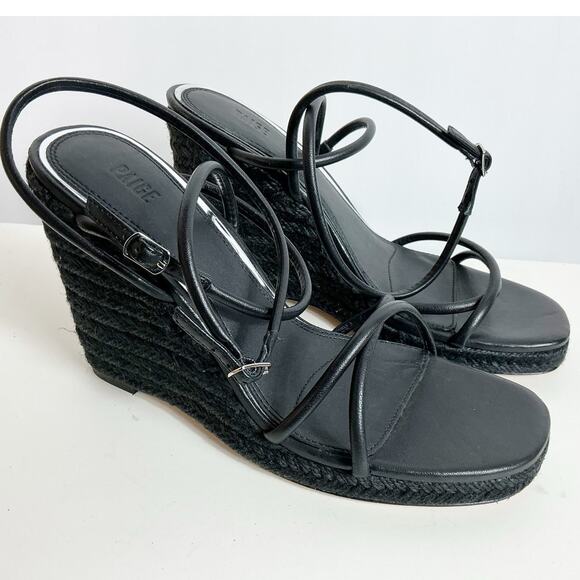 Paige Womens Kerri Ankle Strappy Shoes Espadrille Wedge Sandal Black 8.5 - Picture 1 of 6